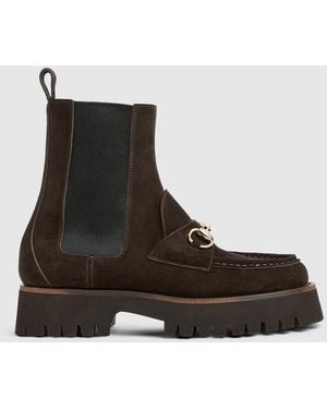 Gucci Ankle Boot With Horsebit, Uk - Brown