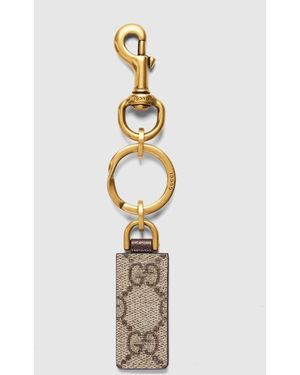 Gucci 〔オフィディア〕フック クロージャー付き キーチェーン, ベージュ, Ggキャンバス - メタリック