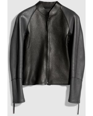 Gucci Grainy Leather Zip Jacket - Black