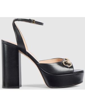 Gucci Horsebit Leather Platform Sandal - Black
