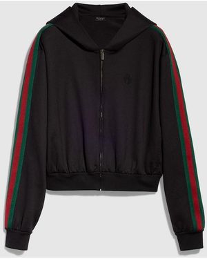 Gucci Cotton Jersey Zip Jacket With Web - Black