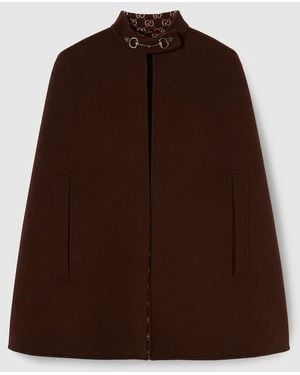 Gucci ホースビット シルクウール ケープ, ブラウン, ウェア