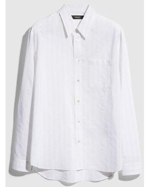 Gucci Striped Technical Cotton Shirt, Size 56, Ready-To-Wear - White