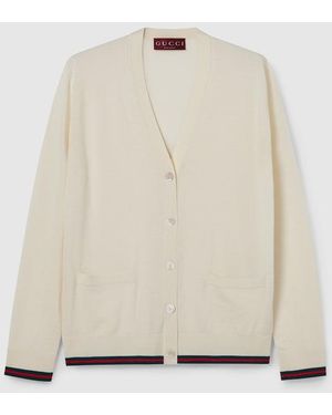 Gucci エクストラファインカシミアシルク カーディガン, ホワイト, ウェア - ナチュラル