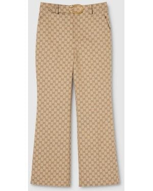 Gucci Gg Cotton Canvas Fabric Pants - Natural