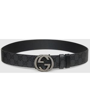 Gucci Reversible Belt With Interlocking G Buckle, Size 115, Leather - Black