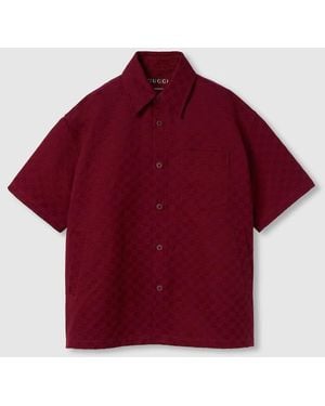 Gucci Oversize Gg Cotton Shirt, Ready-To-Wear - Red