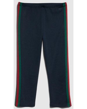 Gucci Rib Cotton Jersey Pants With Web - Blue