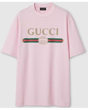 Gucci Cotton Jersey And Silk T-Shirt With Print, Ready-To-Wear - Pink