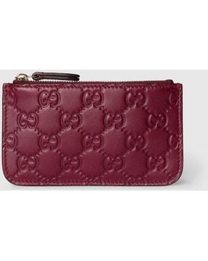Gucci 〔Ggエンブレム〕キーポーチ, ボルドー, レザー - レッド