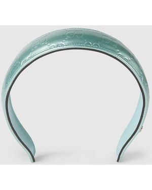 Gucci Gg Leather Hairband, Leather - Blue