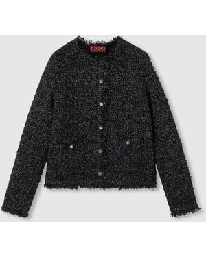 Gucci ラメ＆ヴィスコース カーディガン, ブラック, ウェア