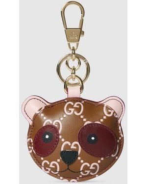 Gucci パンダ シェイプ バッグ チャーム, グレー, レザー - メタリック