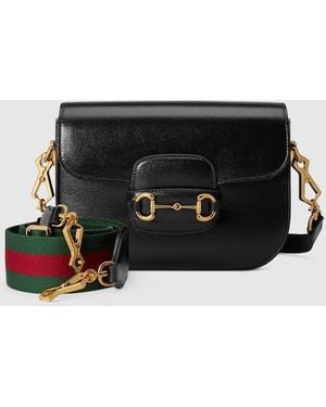 Gucci 〔グッチ ホースビット 1955〕ミニバッグ, ブラック, Leather
