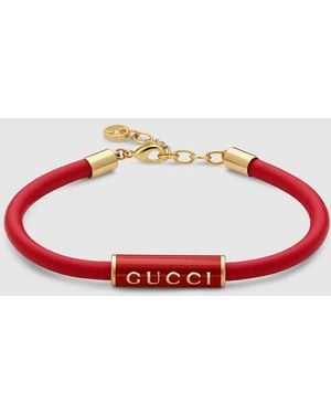 Gucci Bracelet With Enamel, Size S, Leather - Red