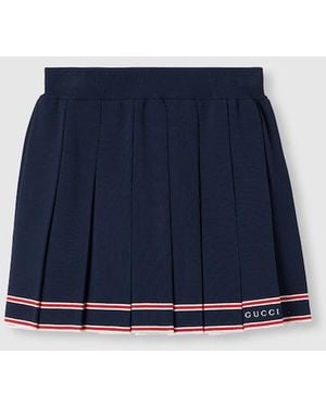 Gucci Pleated Skirt With Striped Trim, Ready-To-Wear - Blue