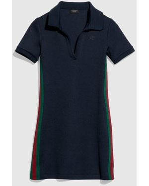 Gucci Rib Cotton Jersey Dress With Web - Blue