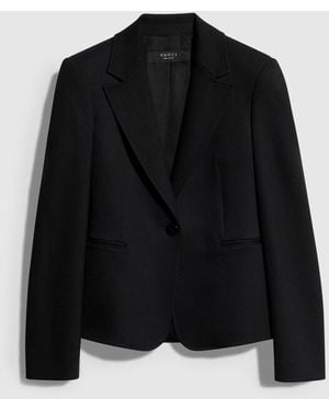 Gucci Wool Grain De Poudre Jacket, Size 42 It, Ready-To-Wear - Black
