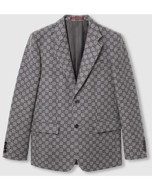 Gucci Ggウールフランネル ジャケット, グレー, ウェア