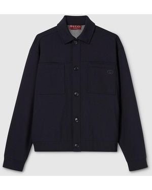 Gucci Cotton Jersey Jacket With Embroidery - Blue