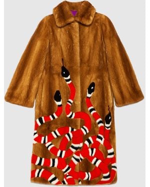 Gucci Snake Intarsia Mink Fur Coat - Multicolor