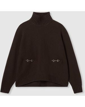 Gucci Wool Cashmere Sweater With Horsebit - Black