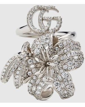 Gucci Flora Crystal Ring - White