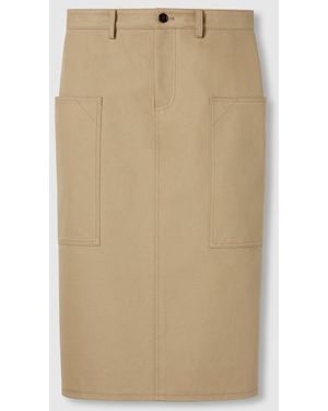 Gucci Embossed Mid-Length Cotton Drill Skirt - Natural