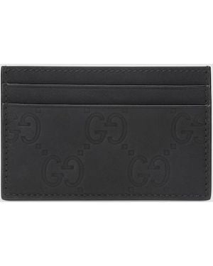 Gucci Gg ラバーエフェクト カードケース, ブラック, レザーGg