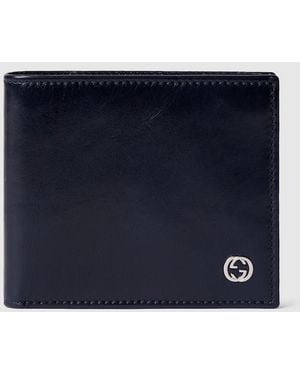 Gucci Bi-Fold Wallet With Interlocking G, Leather - Blue