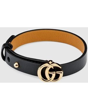 Gucci Leather Bracelet With Double G - Brown