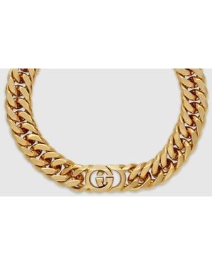 Gucci 〔グッチ インターロッキング〕チェーン ネックレス, ゴールドトーン メタル - メタリック