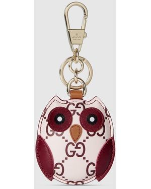 Gucci オウル（ふくろう）シェイプ バッグ チャーム, ピンク, レザー