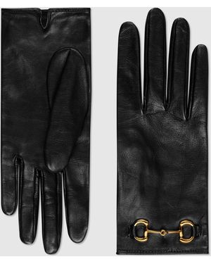 Gucci ホースビット レザーグローブ - ブラック