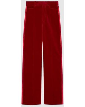 Gucci ストレッチベルベット フレアパンツ, レッド, ウェア