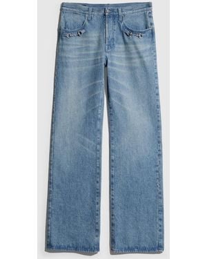 Gucci Flared Denim Pants With Horsebit - Blue