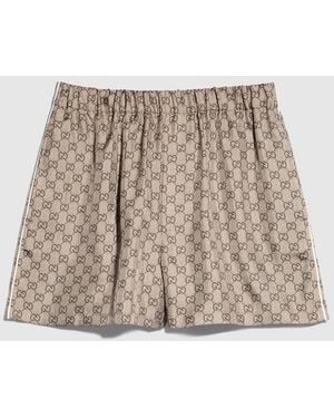 Gucci Printed Silk Twill Shorts - Natural