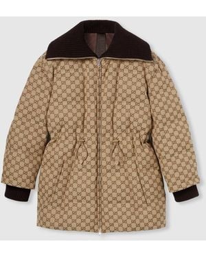 Gucci Gg Canvas Puffer Jacket - Brown