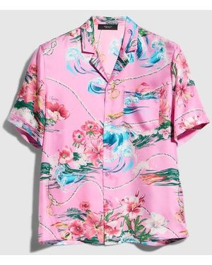 Gucci Printed Silk Twill Bowling Shirt - Pink