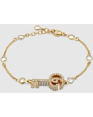 Gucci クリスタル付き ダブルG キー ブレスレット, クリスタル - メタリック