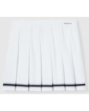Gucci Stretch Cotton Skirt With Intarsia, Ready-To-Wear - White