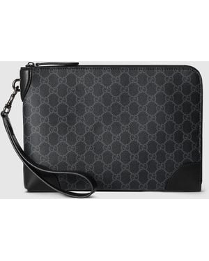 Gucci Gg Emblem Small Business Case, Gg Canvas - Black
