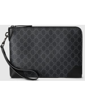 Gucci Gg Emblem Small Business Case, Gg Canvas - Black
