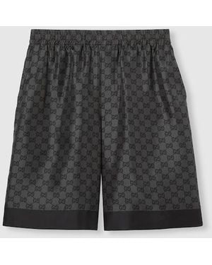 Gucci Printed Silk Twill Shorts, Ready-To-Wear - Black