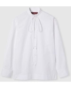 Gucci エンブロイダリー付き コットンポプリン シャツ, ホワイト, ウェア