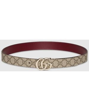 Gucci ダブルG リバーシブル ワイドベルト, ベージュ, Ggキャンバス - レッド
