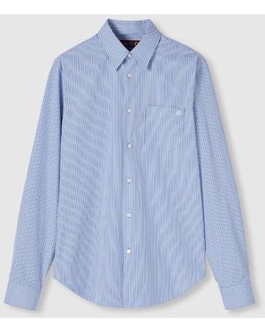 Gucci エンブロイダリー付き コットンポプリン シャツ, ブルー, ウェア