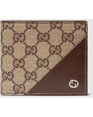 Gucci Bi-Fold Wallet With Interlocking G, Gg Canvas - Brown