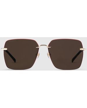 Gucci Specialized Fit Square Sunglasses - Brown
