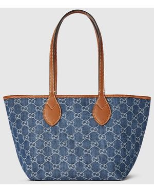 Gucci 〔グッチ トーティッシマ〕スモール トートバッグ, ブルー, ファブリック